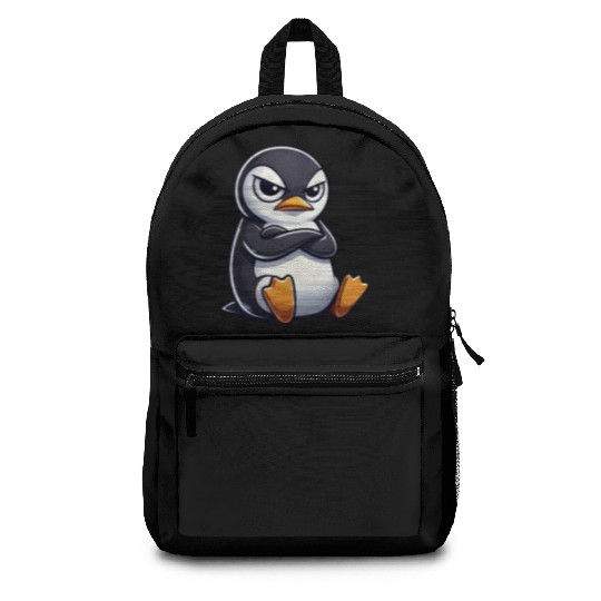 Penguin cartoon skeptical look funny Backpacks