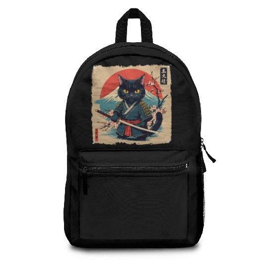 samurai cat Backpacks