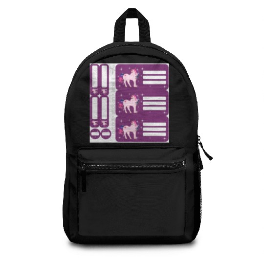 DIY Sticker Set - Fantasy Unicorn Purple - 9 Backpacks