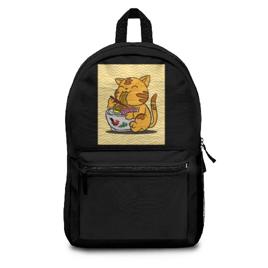 I Love Ramen Cat - Cute Anime Style Japanese Food Backpacks