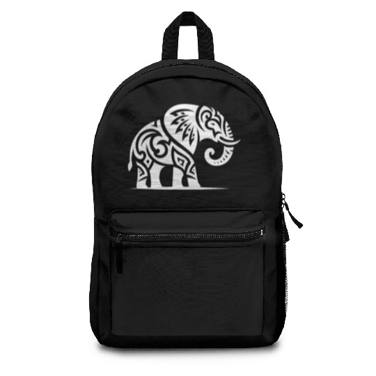Elegant Tattoo Elephant With Large Tusks Backpacks