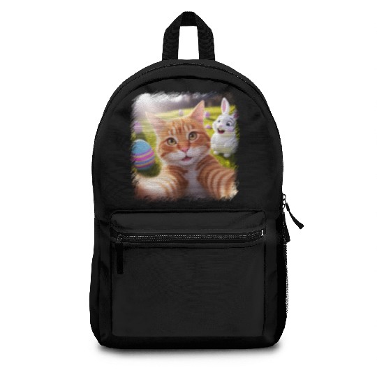 Cute Easter Selfie Cat Bunny Spring Backpacks For Kids