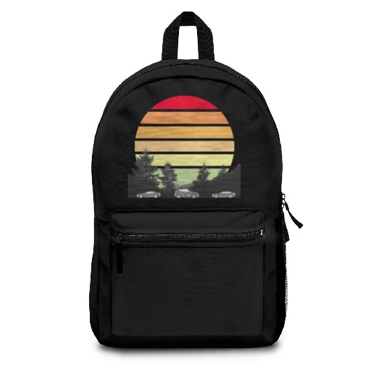 Green Horizons – Sun, Trees, and Vehicles Logo Backpacks