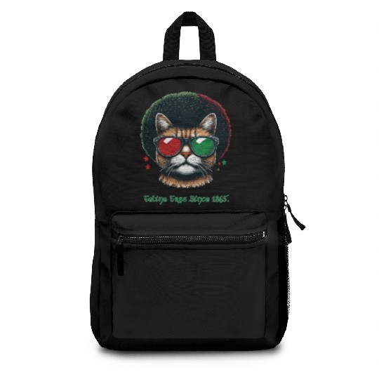 Feline Free Since 1865, Afro Cat Juneteenth Design Backpacks