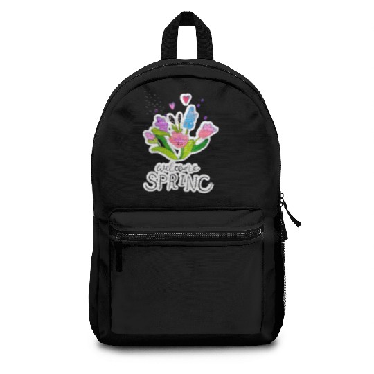 Spring qoute flower illustration Backpacks