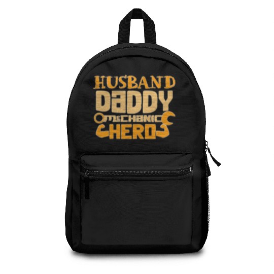 Husband Daddy Mechanic Hero Graphic Backpacks