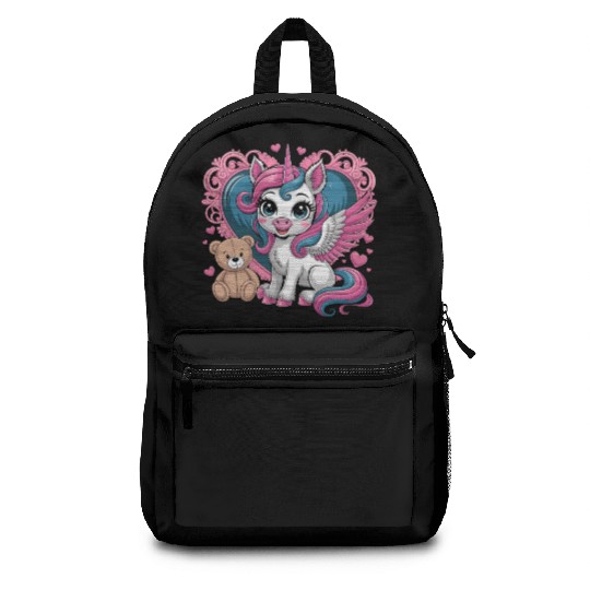 Whimsical Unicorn Magic Heart With Adorable Teddy Backpacks