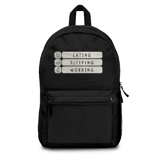 Eat Sleep Work Repeat - Funny Daily Routine Meme Backpacks