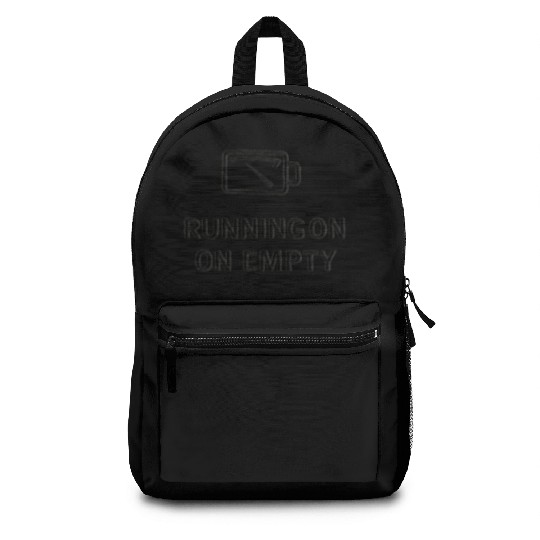 RUNNING ON EMPTY – Black Thread on Beige Backpacks