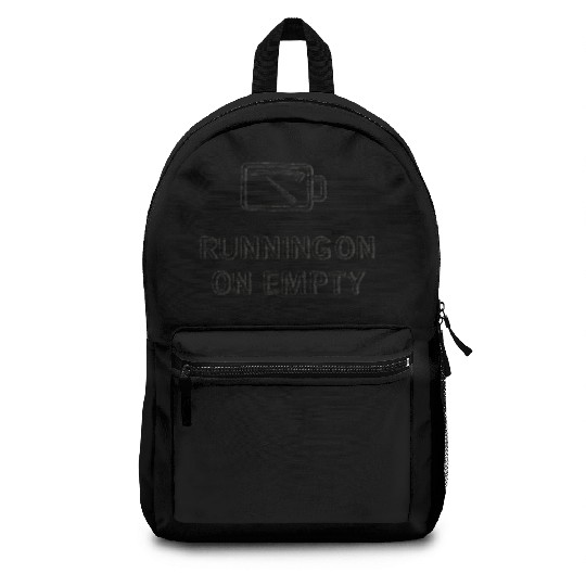 RUNNING ON EMPTY – Black Thread on Beige Backpacks