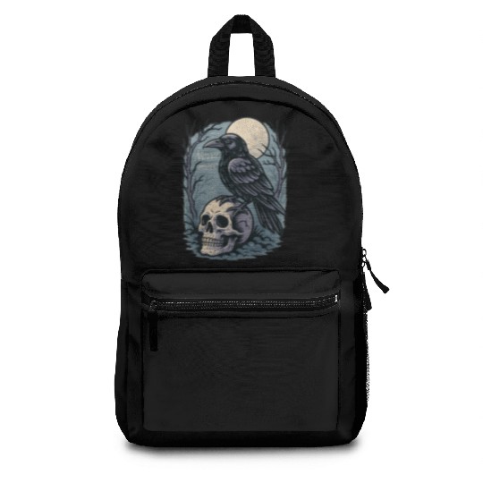 Nevermore Raven Skull Gothic Poe Poetry Backpacks
