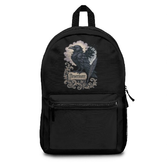 Baroque Raven Nevermore Scroll Poe Poetry Backpacks