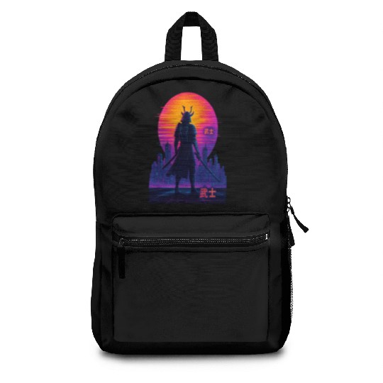 Neon Samurai - Cyberpunk Warrior Art Backpacks
