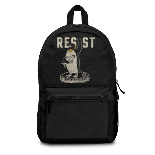 Funny Protest Against Tariffs Resist Penguin Backpacks