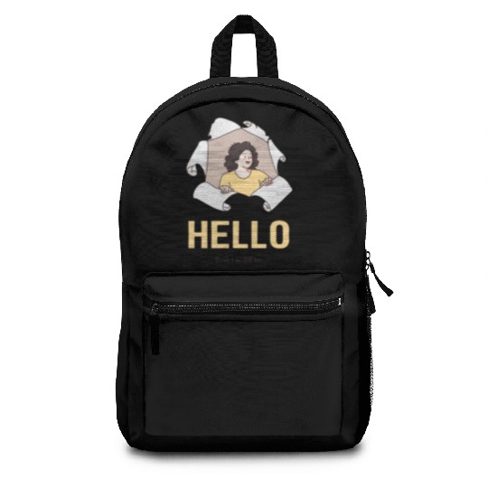 Hello Quote with Peeking Character – Fun Greeting Backpacks