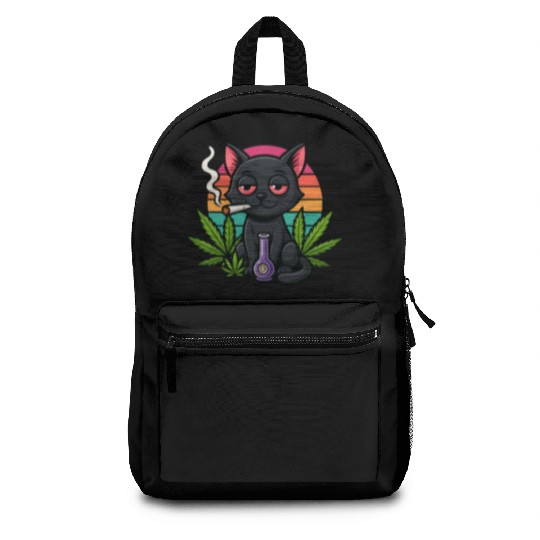 Cute Cat Smoking Weed Backpacks