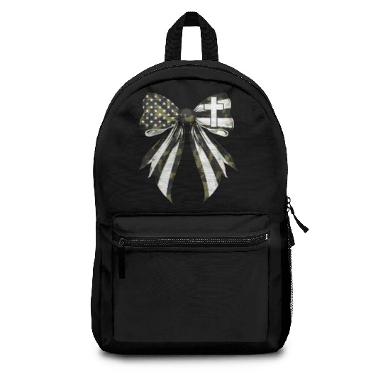 Coquette Bow Cross Faith Camouflage US Flag Pride Backpacks
