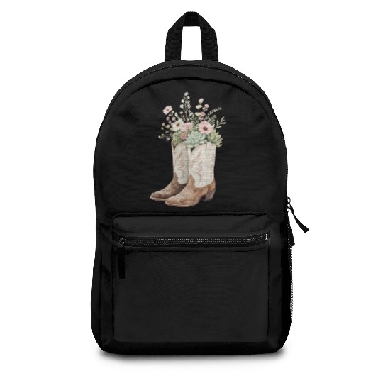 Boho Bloom Boots: Wildflower Cowgirl Style Backpacks