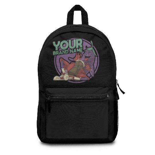 Funky Eggplant Drummer – Funny Cartoon Music T-Shi Backpacks