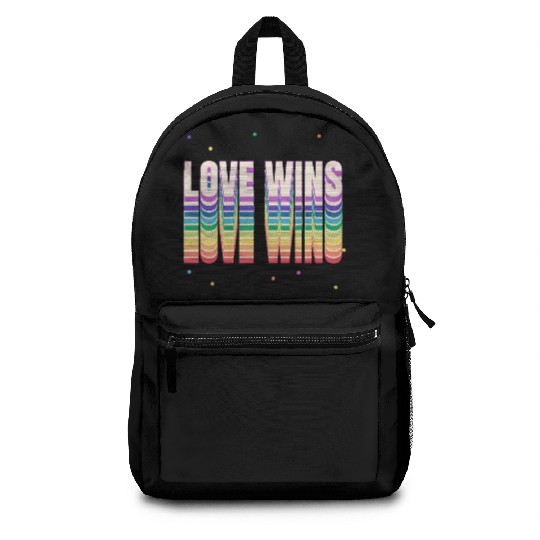 Love Wins Retro Rainbow Pride Typography Backpacks