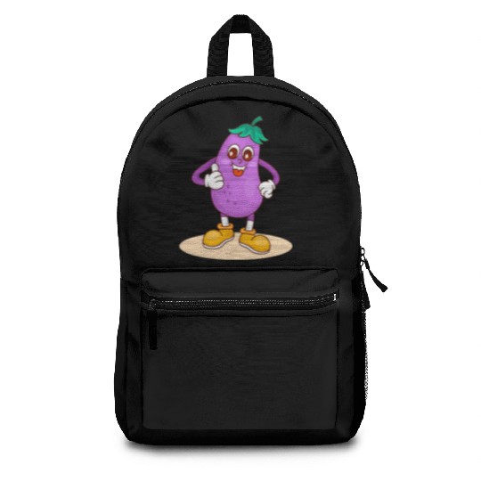 Animated Eggplant Character Design Backpacks