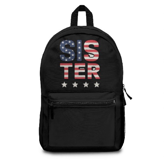 Sister American Flag Stars and Stripes Design Backpacks