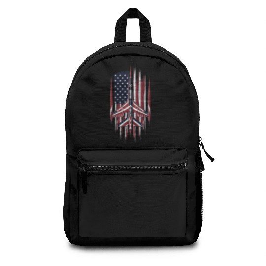 Patriotic Fighter Jet American Flag Art Backpacks