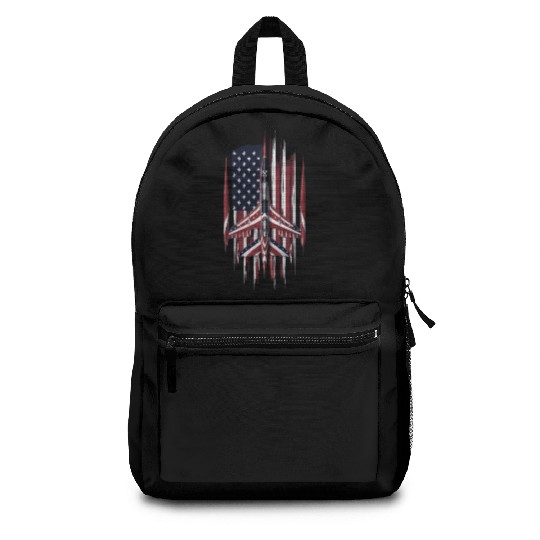 Patriotic Fighter Jet American Flag Art Backpacks