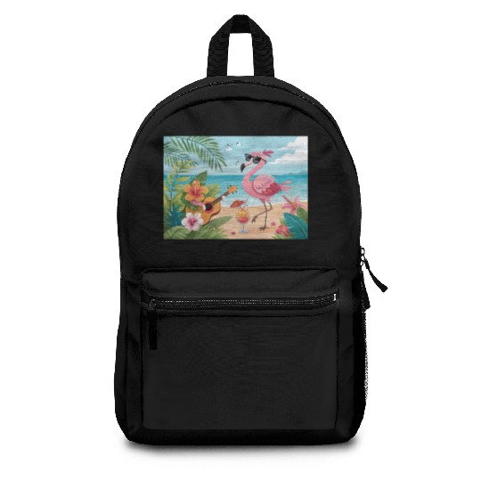 Tropical flamingo party Backpacks
