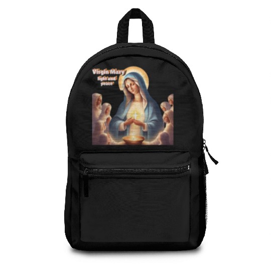 Virgin Mary, light and peace Backpacks