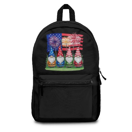 Patriotic Gnomes Fireworks American Flag Backpacks