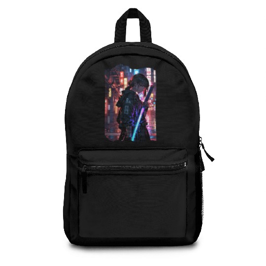 Cyberpunk Samurai Girl Backpacks