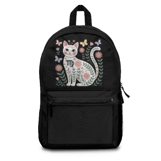 Virgo Zodiac Cat with Daisies Backpacks