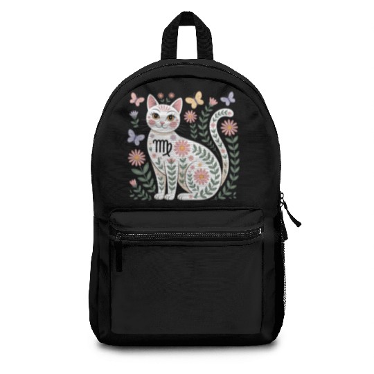 Virgo Zodiac Cat with Daisies Backpacks