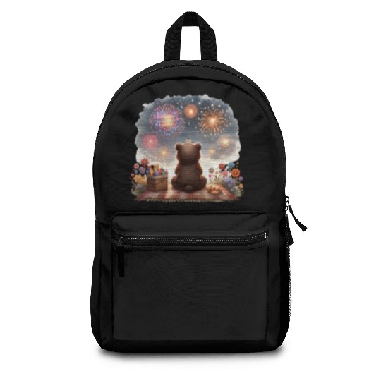 Fireworks Picnic Bear – Night Sky Celebration View Backpacks