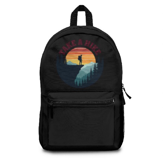 Take A Hike - Vintage Sunset Mountain Silhouette Backpacks