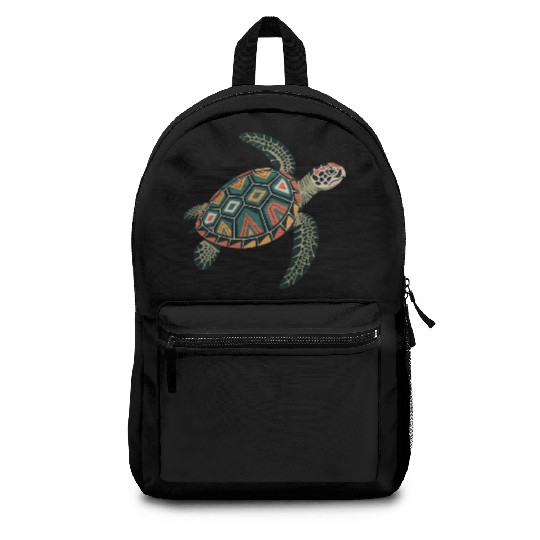 Sea Turtle Geometric Pattern Shell Backpacks