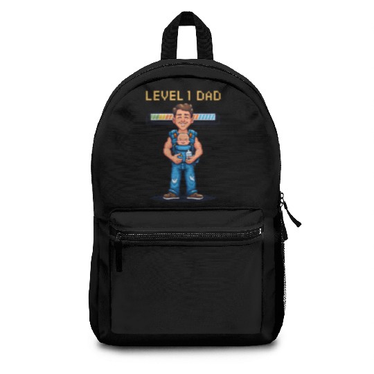 Funny Retro Gamer Dad Pixel Art Father's Day Gift Backpacks