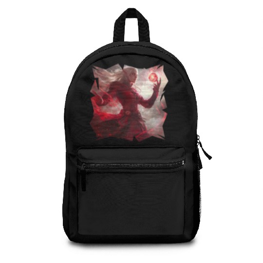 Mystical Fire Elf Holding Glowing Spell Orb Art Backpacks