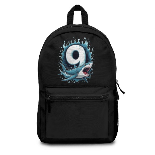 Shark Children Birthday Number 9 Splash Backpacks