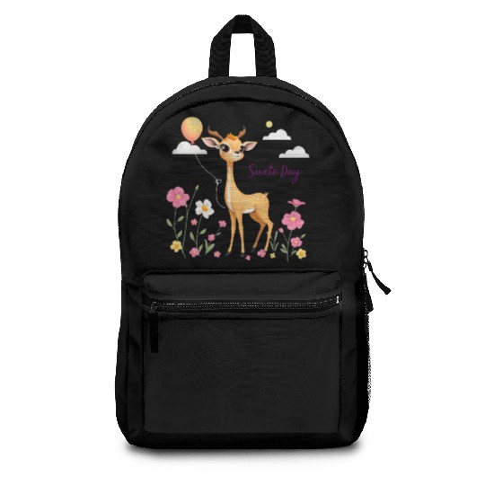 Cute Deer & Blooming Flowers Backpacks
