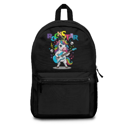 Rockstar Unicorn Playing Rainbow Guitar Backpacks