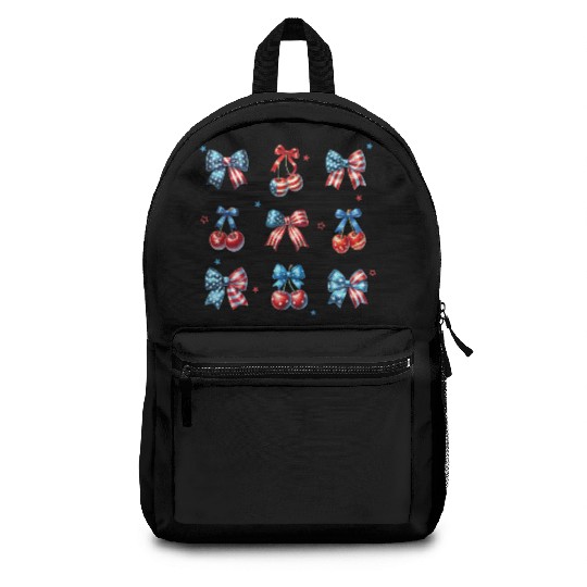 America Cherry Bow 4th of July Backpacks
