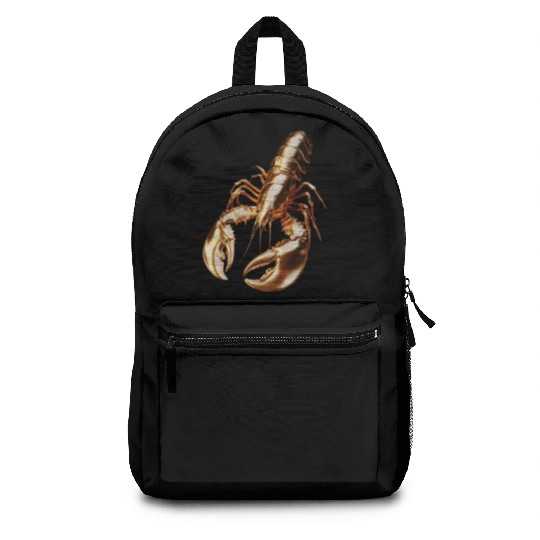 Golden Lobster – Elegant 3D Sea Animal Art Backpacks