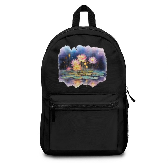 Retro Zen Lotus Firefly Night Backpacks