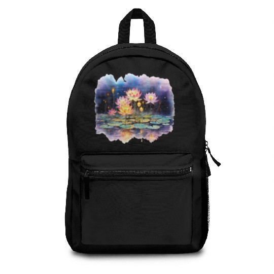 Retro Zen Lotus Firefly Night Backpacks
