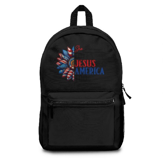 She Loves Jesus and America Too 4th of July Backpacks