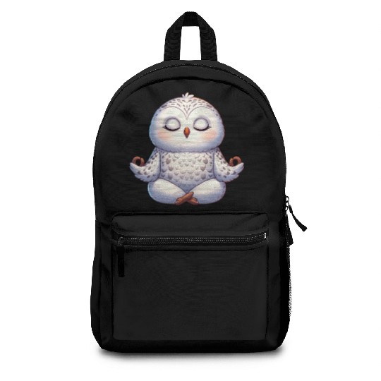 Cute owl yoga meditation relaxation inner peace Backpacks