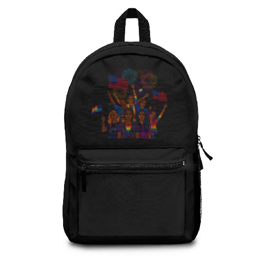 lgbt community raibow with us flag Backpacks