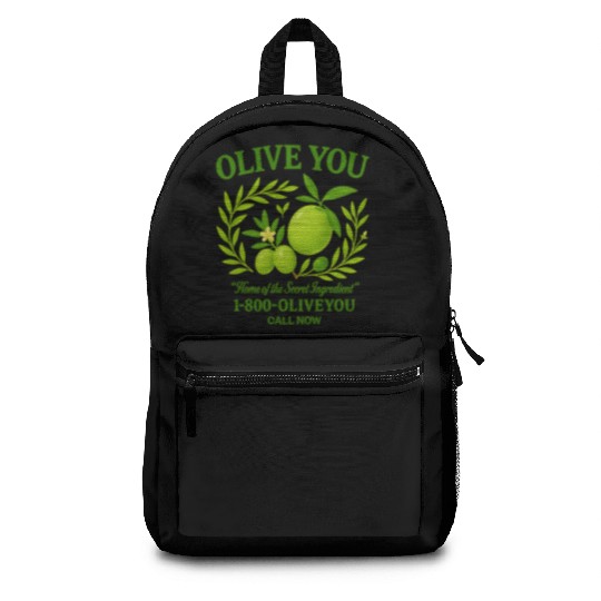 Olive You Cute Vintage Pun Graphic Backpacks